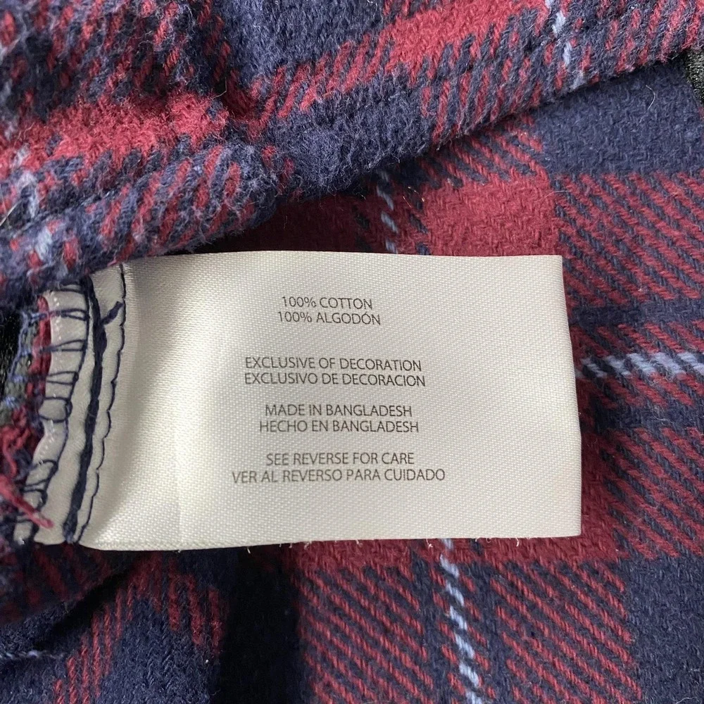 Orvis Shirt Mens Medium Red Navy Plaid Flannel Button Front Side Pockets Outdoor